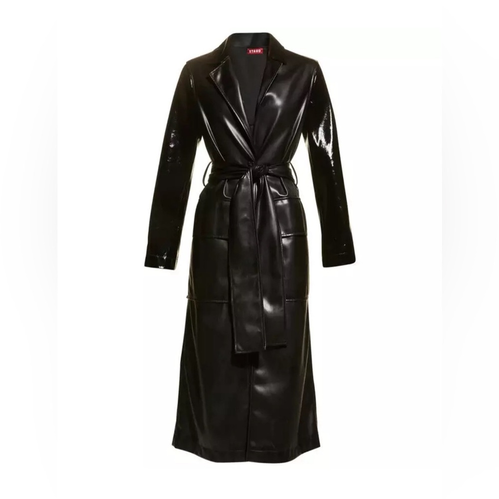 STAUD Ashley Vegan Leather Trench Coat NWT size XS